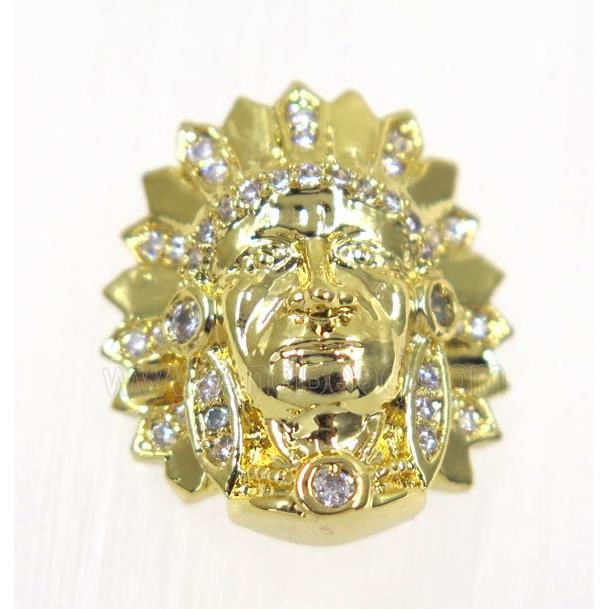 copper header bead paved zircon, gold plated