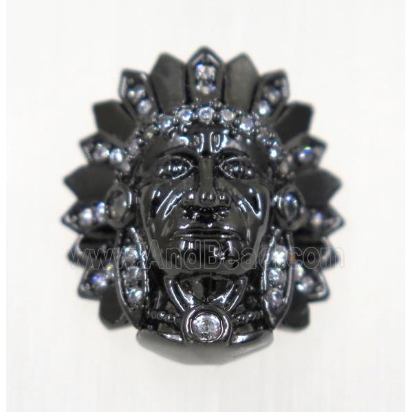 copper header bead paved zircon, black plated