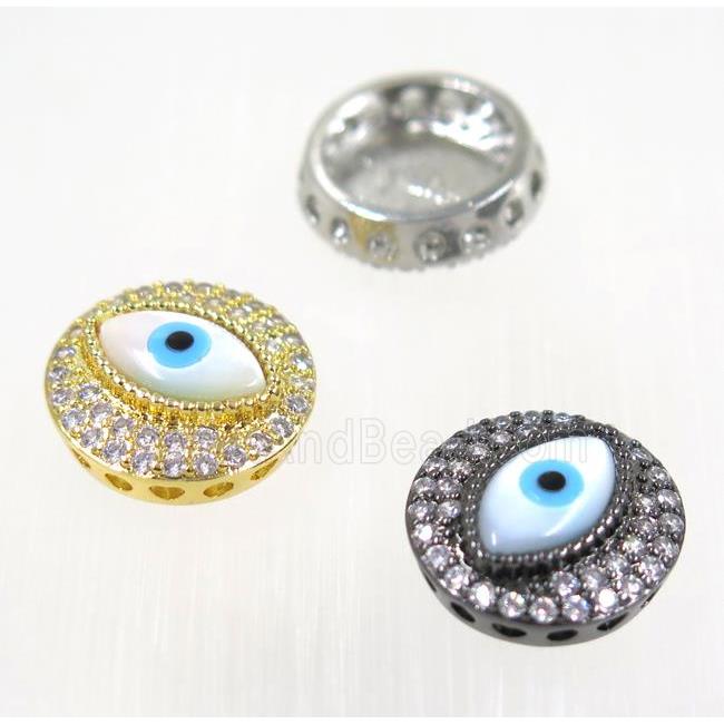 copper Evil eye beads paved zircon, mix color