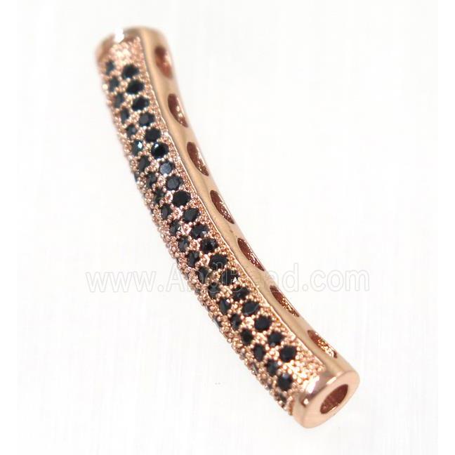 copper tube bead paved zircon, rose gold