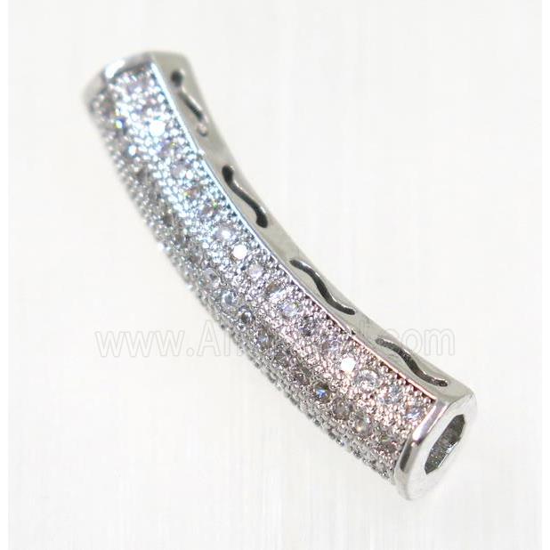 copper tube bead paved zircon, platinum plated
