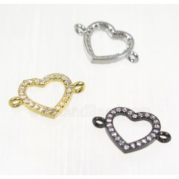 copper Heart connector paved zircon, mix color