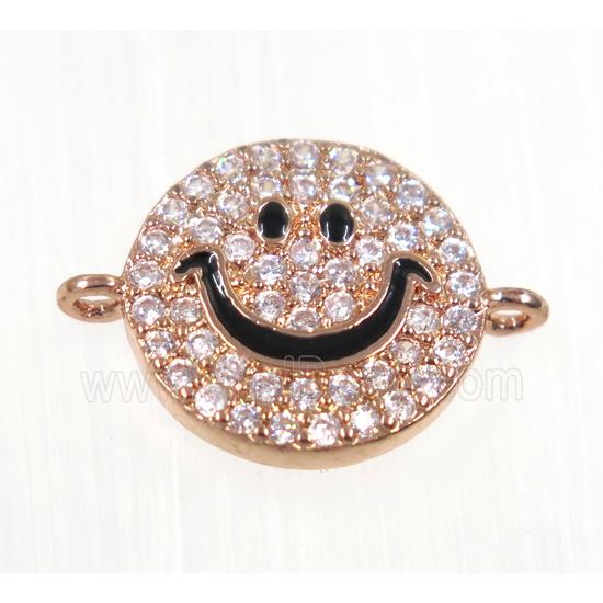 copper emoji face connector paved zircon, rose gold