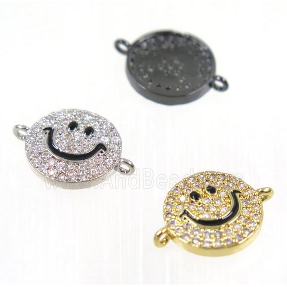 copper emoji face connector paved zircon, mix color