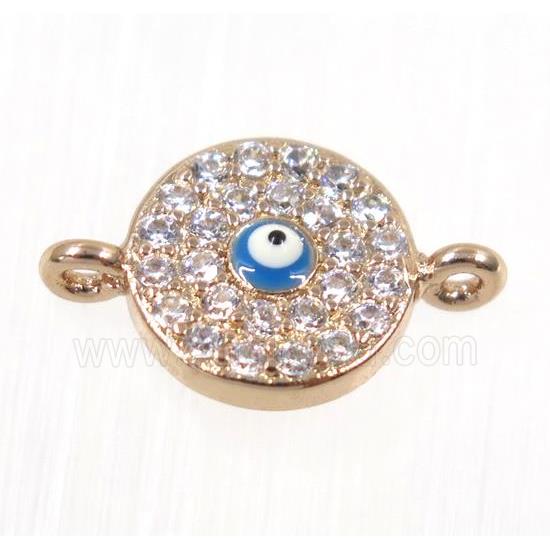copper evil eye connector paved zircon, rose gold