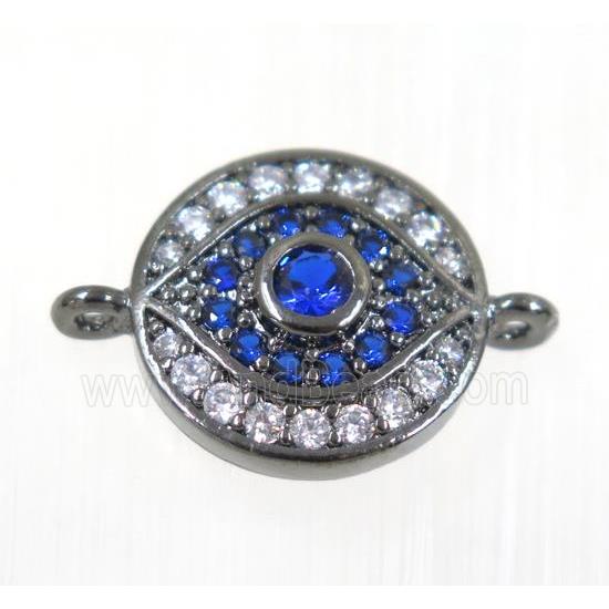 copper evil eye connector paved zircon, black plated
