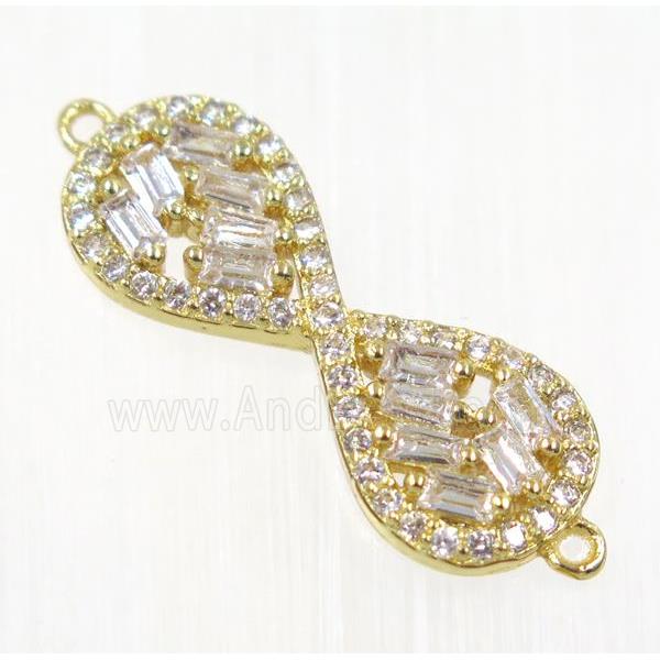 copper infinity connector paved zircon, gold plated