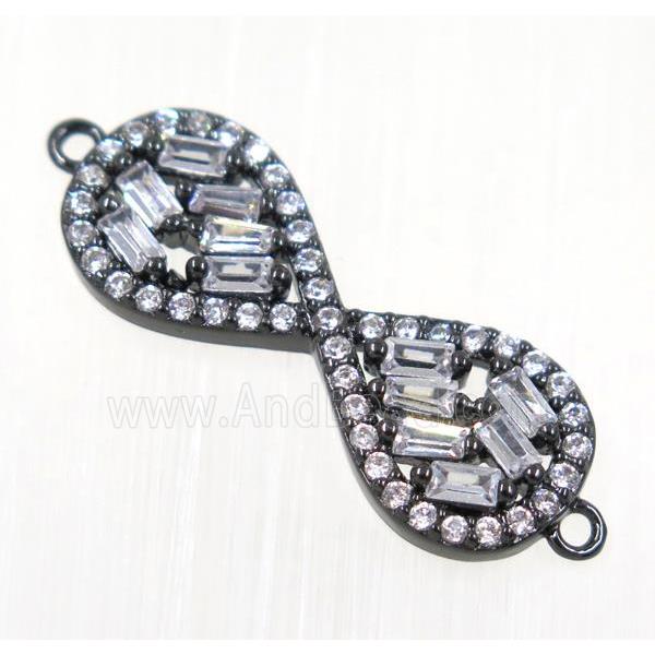 copper infinity connector paved zircon, black plated