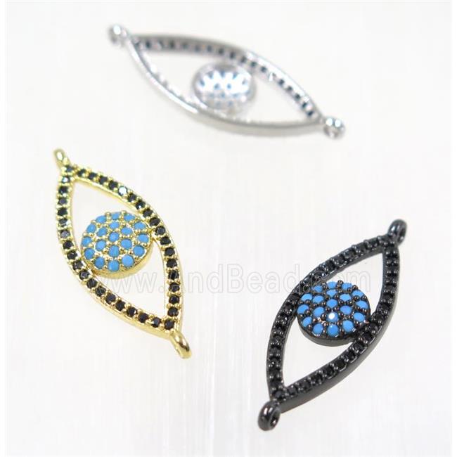 copper eye charm connector paved zircon, mix color, turq