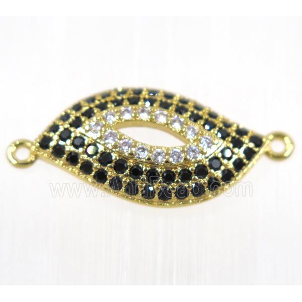 copper Lip connector paved zircon, gold plated
