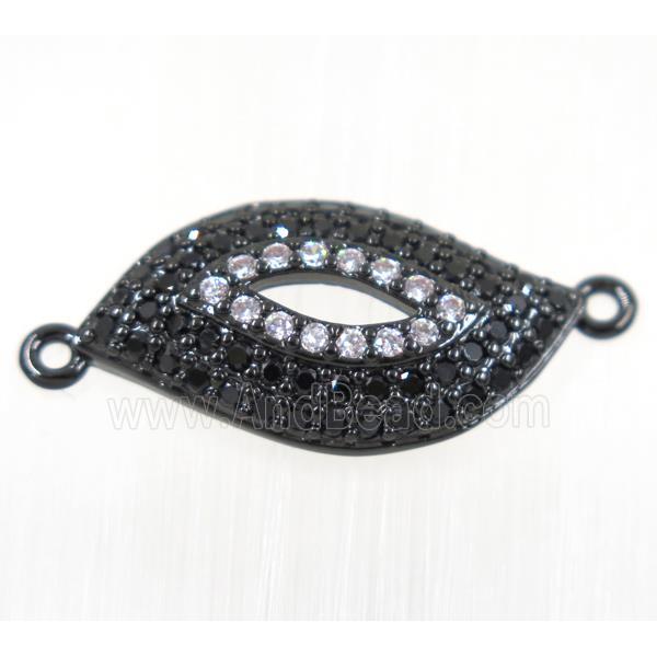 copper Lip connector paved zircon, black plated