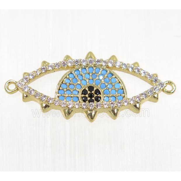 copper Evil eye connector paved zircon, rose gold