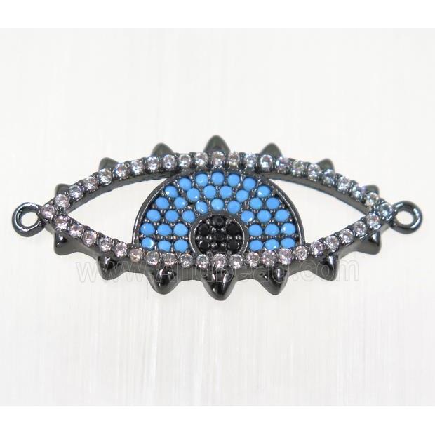 copper Evil eye connector paved zircon, black plated
