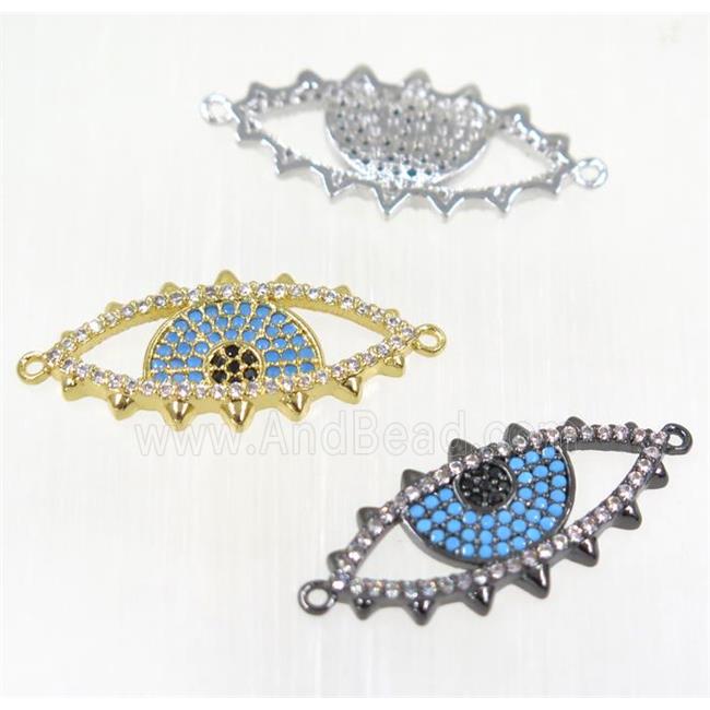copper Evil eye connector paved zircon, mix color