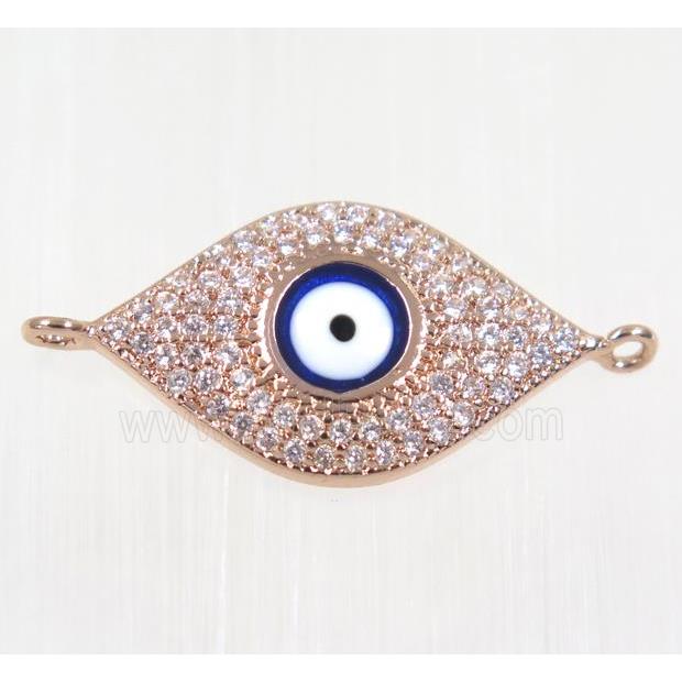 copper Evil eye connector paved zircon, rose gold