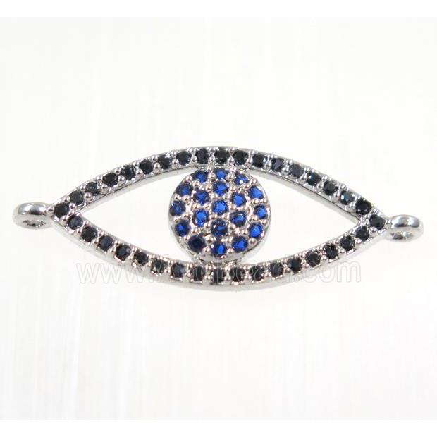 copper eye charm connector paved zircon, platinum plated