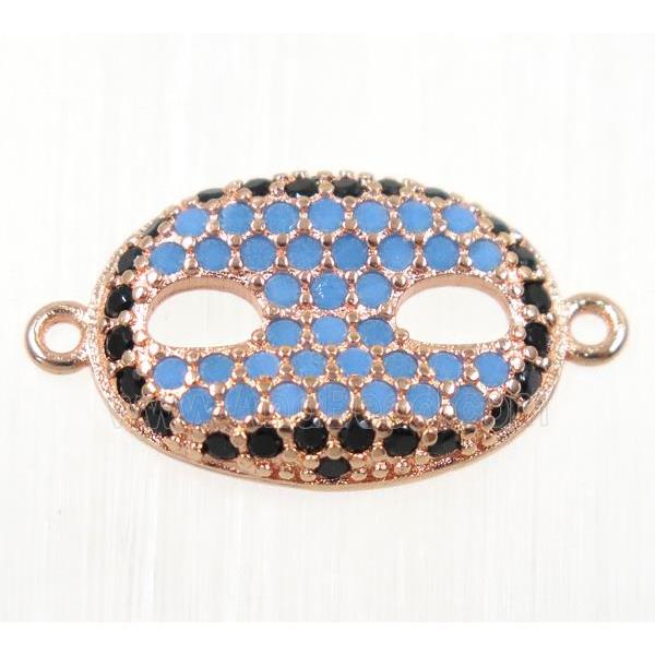 copper Eye Protection connector paved zircon, rose gold, turq
