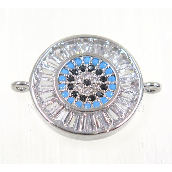 copper Circle connector paved zircon, platinum plated