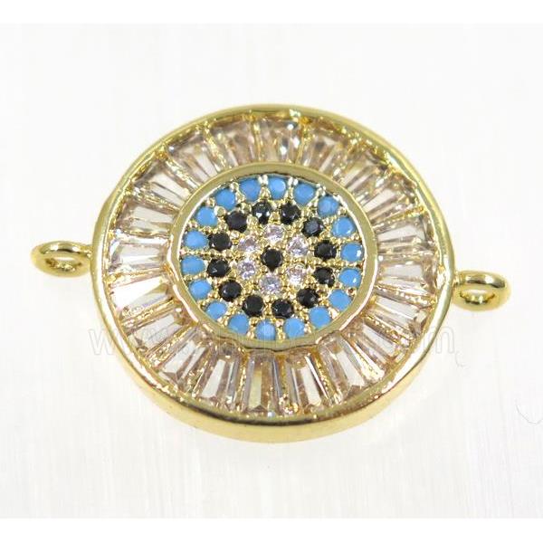 copper Circle connector paved zircon, gold plated