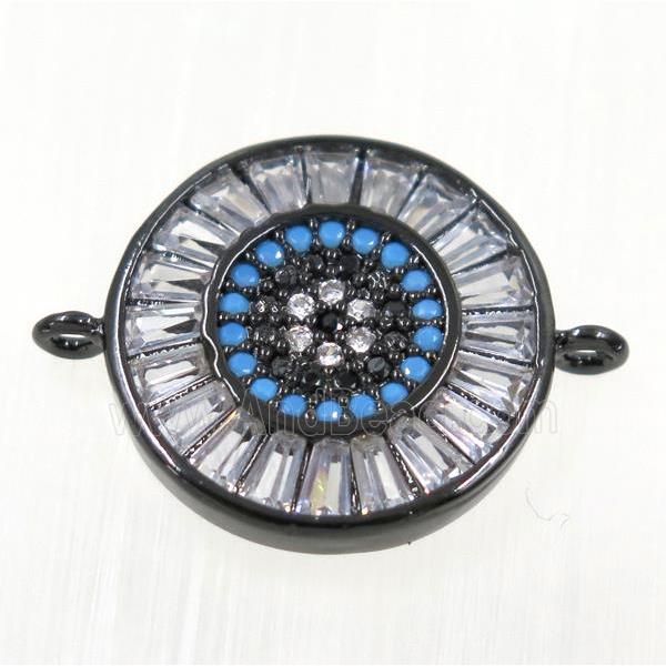 copper Circle connector paved zircon, black plated