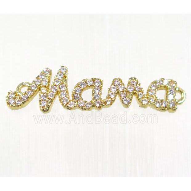 copper Mama connector paved zircon, gold plated
