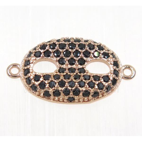 copper eye protection connector paved black zircon, rose gold
