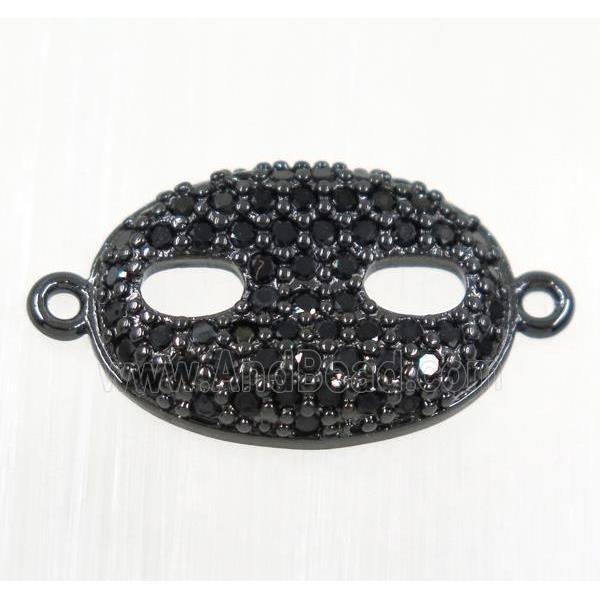 copper eye protection connector paved black zircon, black plated