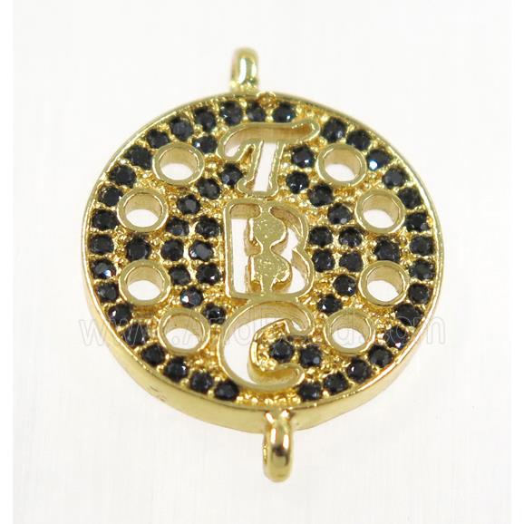 copper connector paved zircon, gold plated
