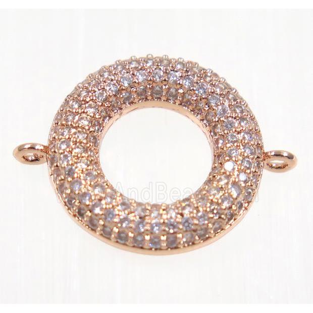 copper Donut connector paved zircon, rose gold