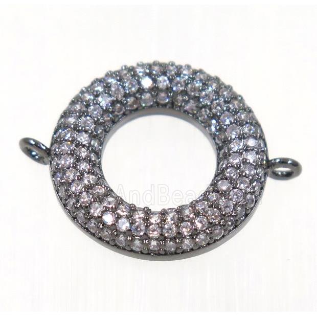 copper Donut connector paved zircon, black plated