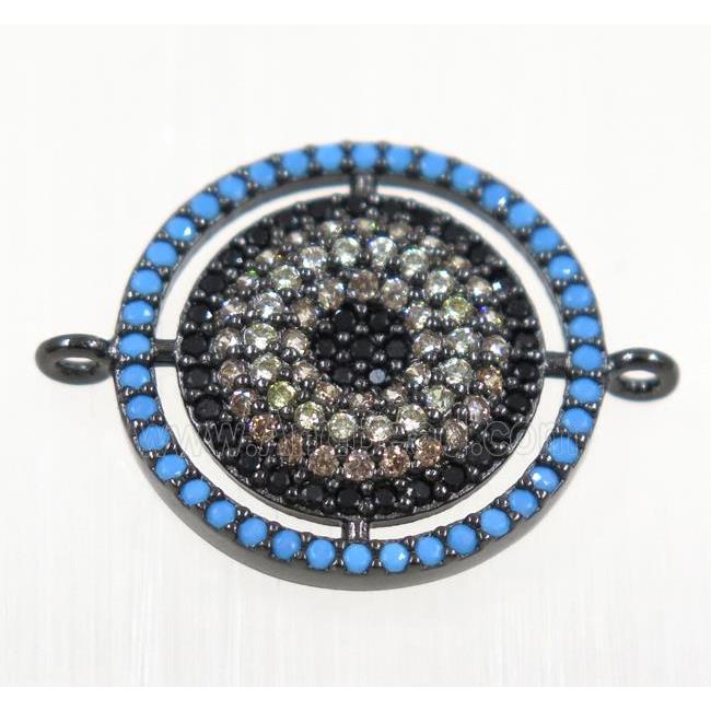 copper Circle connector paved zircon, black plated