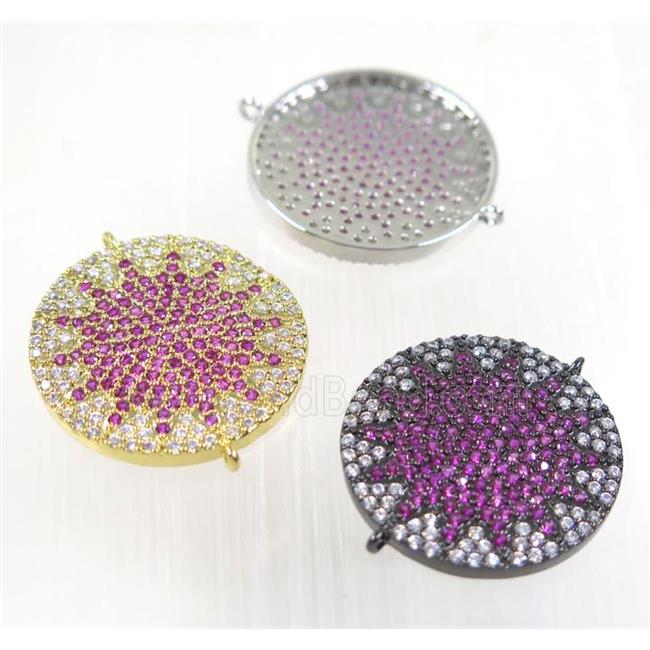 copper sunflower connector paved hotpink zircon, mix color