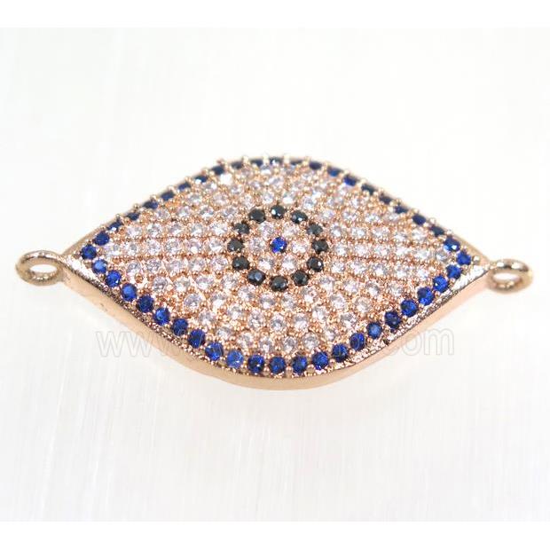 copper evil eye connector paved zircon, rose gold