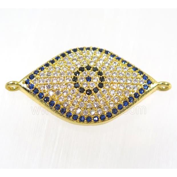 copper evil eye connector paved zircon, gold plated
