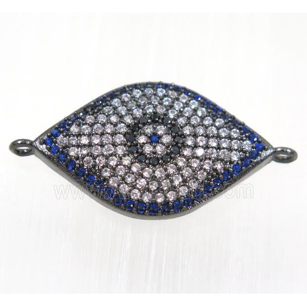 copper evil eye connector paved zircon, black plated