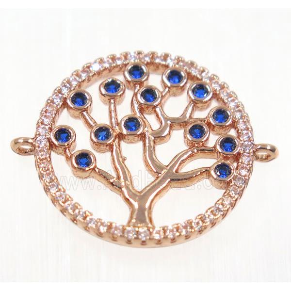 copper Tree Of Life connector paved zircon, rose gold