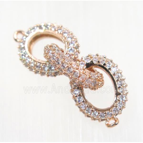 copper link connector paved zircon, rose gold