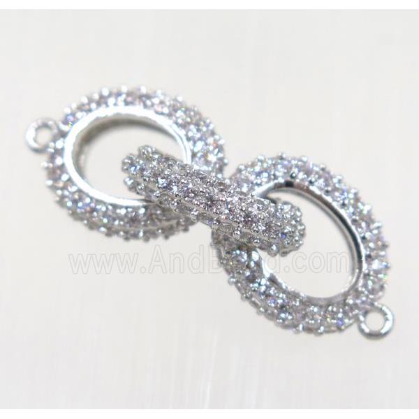 copper link connector paved zircon, platinum plated