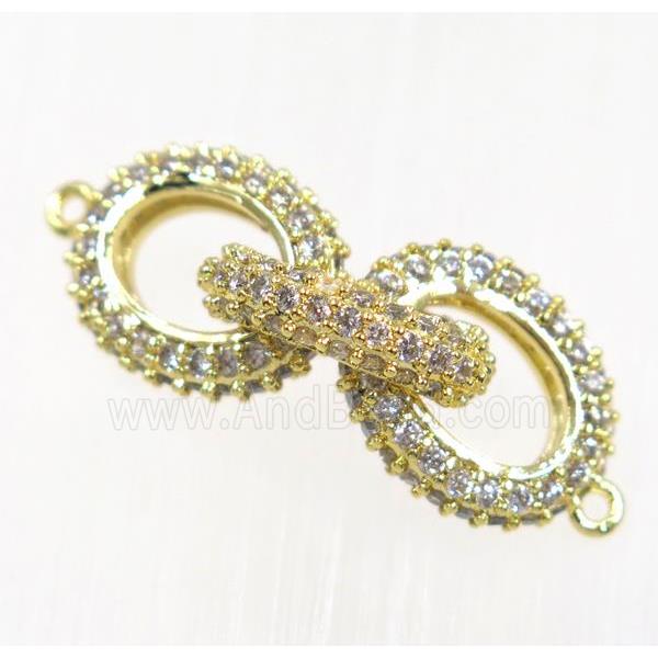 copper link connector paved zircon, gold plated