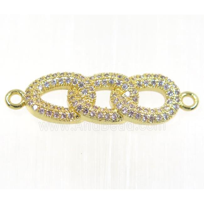 copper linker paved zircon, gold plated