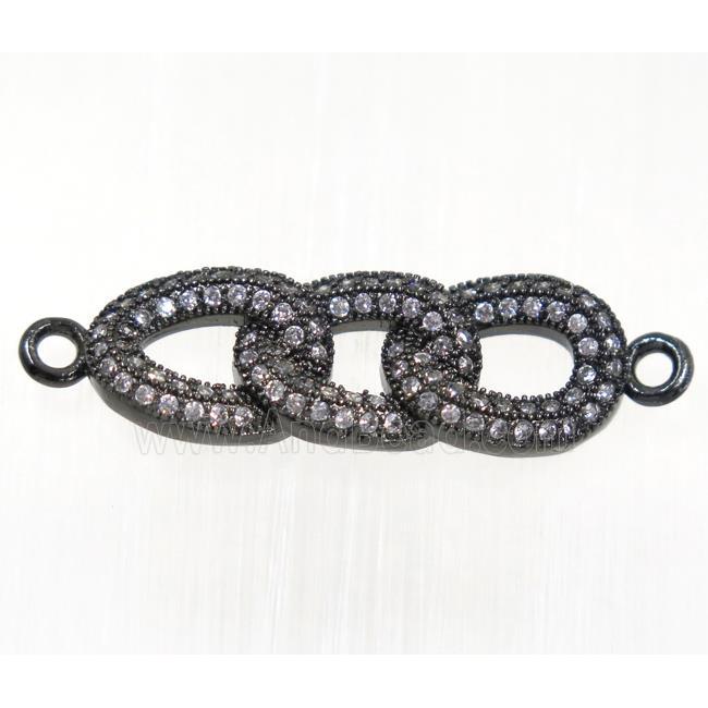 copper linker paved zircon, black plated