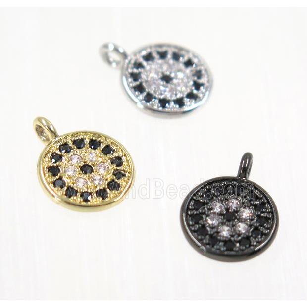 copper Circle pendant paved zircon, mix color