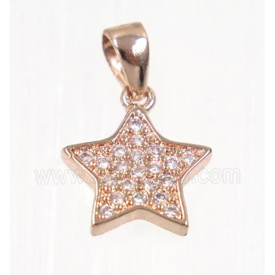 copper Star pendant paved zircon, rose gold