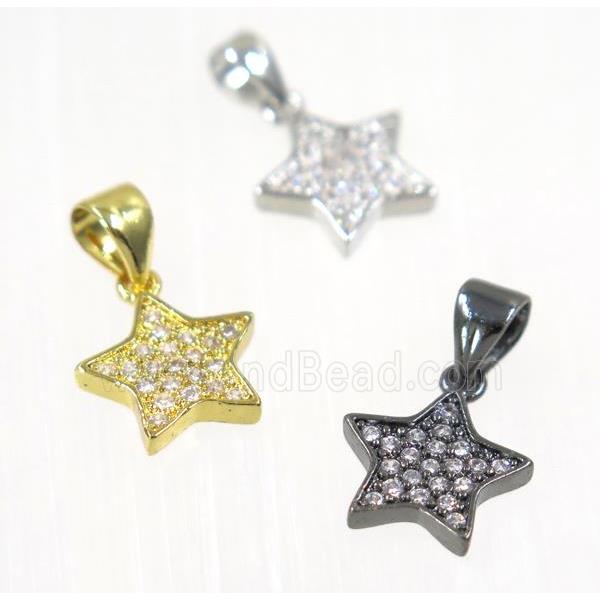 copper Star pendant paved zircon, mix color