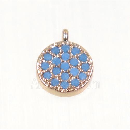 copper Circle pendant paved zircon, rose gold