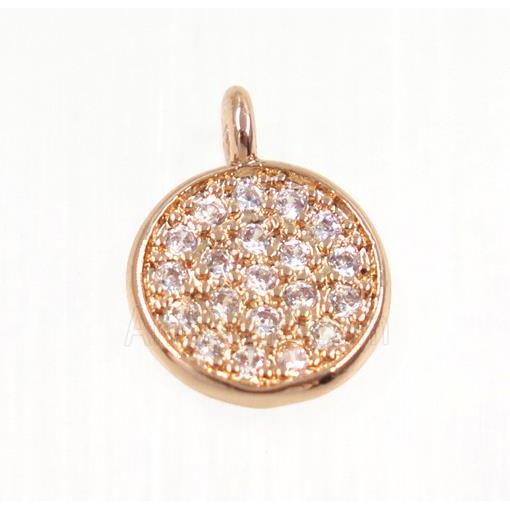 copper Circle pendant paved zircon, rose gold