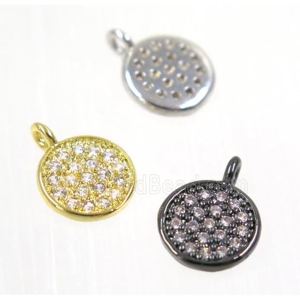 copper Circle pendant paved zircon, mix color