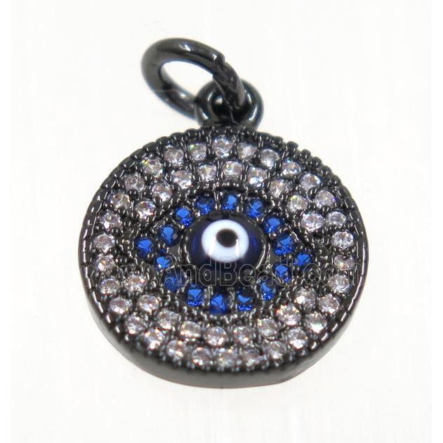 copper Evil eye pendant paved zircon, black plated