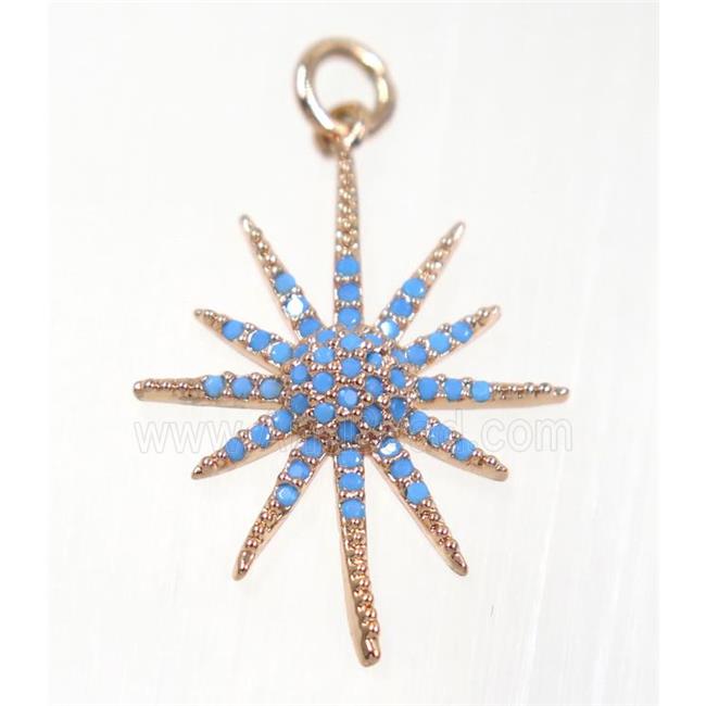 copper NorthStar pendant paved zircon, rose gold, turq