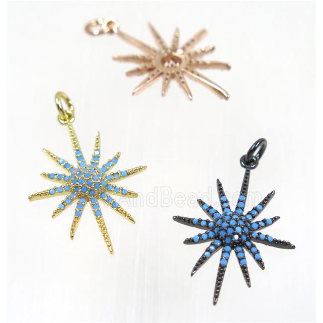 copper NorthStar pendant paved zircon, mix color, turq